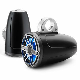 M6-770ETXv3-Sb-S-GmTi-i 7.7" Enclosed Marine Coaxial Speaker System, Satin Black, Gunmetal and Titanium Sport Grille with RGB LED Lighting