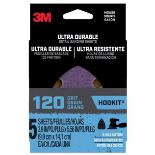3M Ultra Durable Detail Sanding Sheets, 120 grit, Mouse5pk120, 5/pk, 20/case