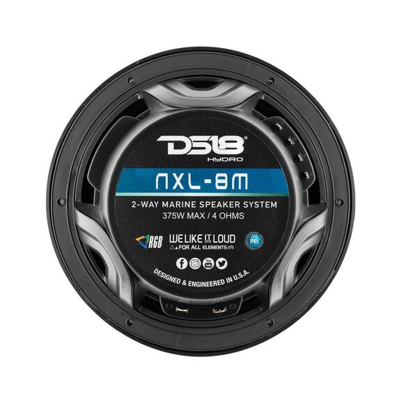 HYDRO 8" 2-Way Marine Speakers with Integrated RGB LED Lights, 375 Watts, White image number 6