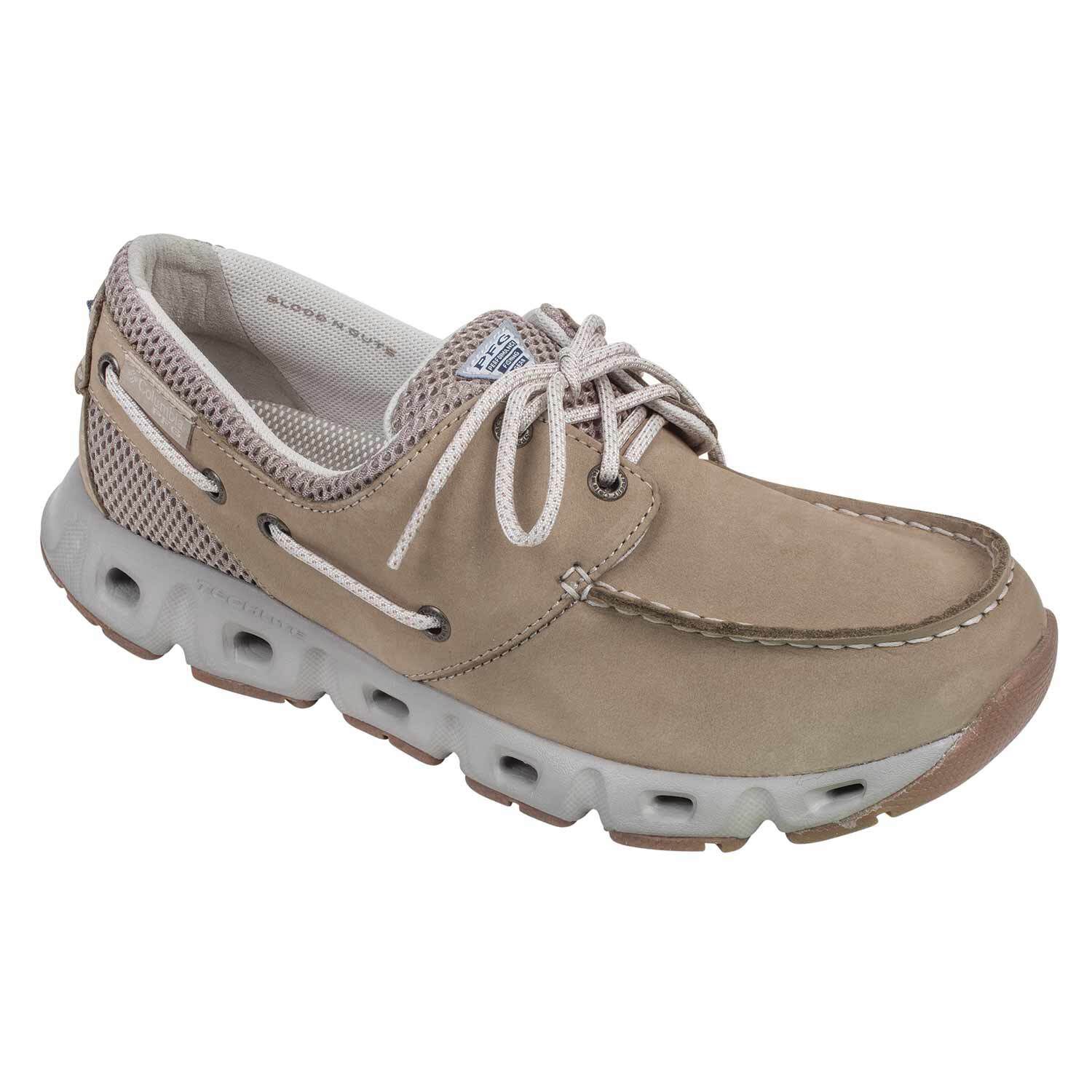 New Mens Columbia "Boatdrainer" Leather PFG Techlite Water Boat Shoes 