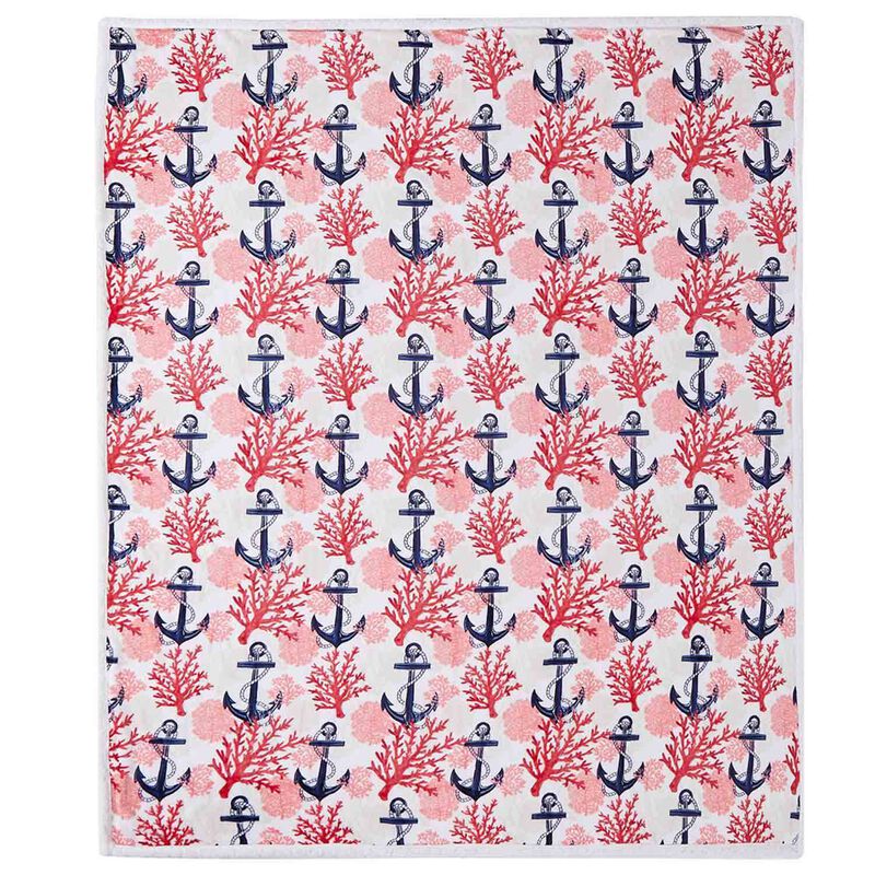60" x 70" Reversible Blanket, Coral Anchor image number 1