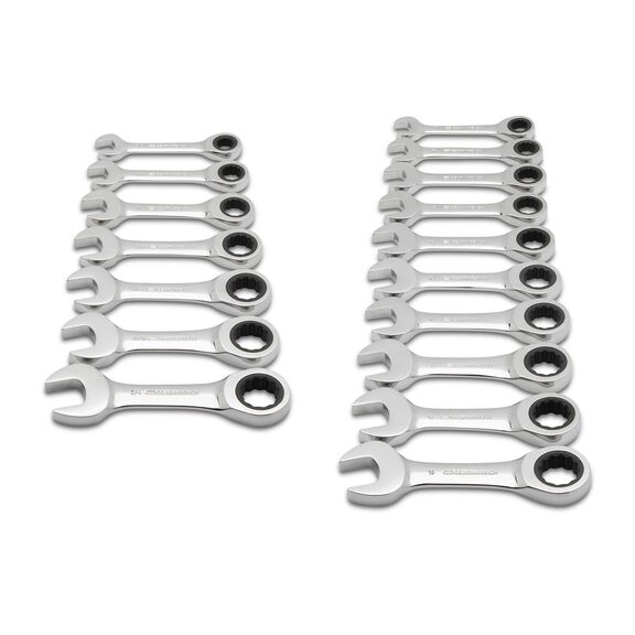 7 Piece 72-Tooth 12 Point Stubby Ratcheting Combination SAE Wrench Set image number 0