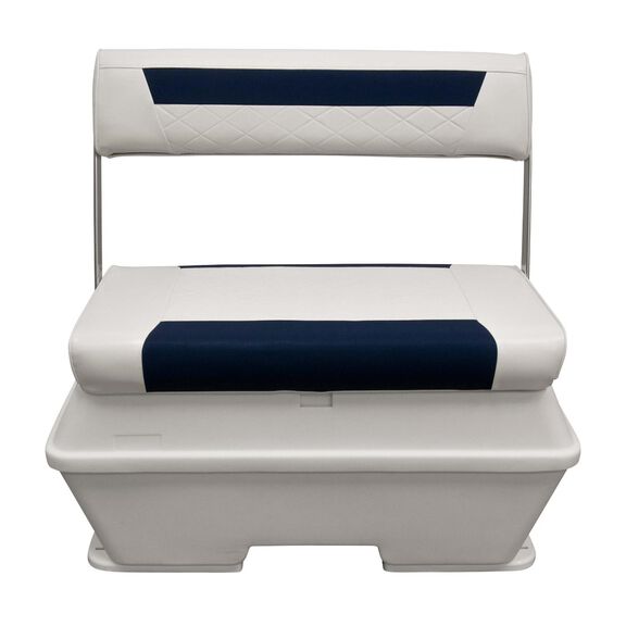 Wise DLX156-1904 DLX Pontoon Series 70 Quart Swingback Cooler Seat - White / Mariner Blue image number 1