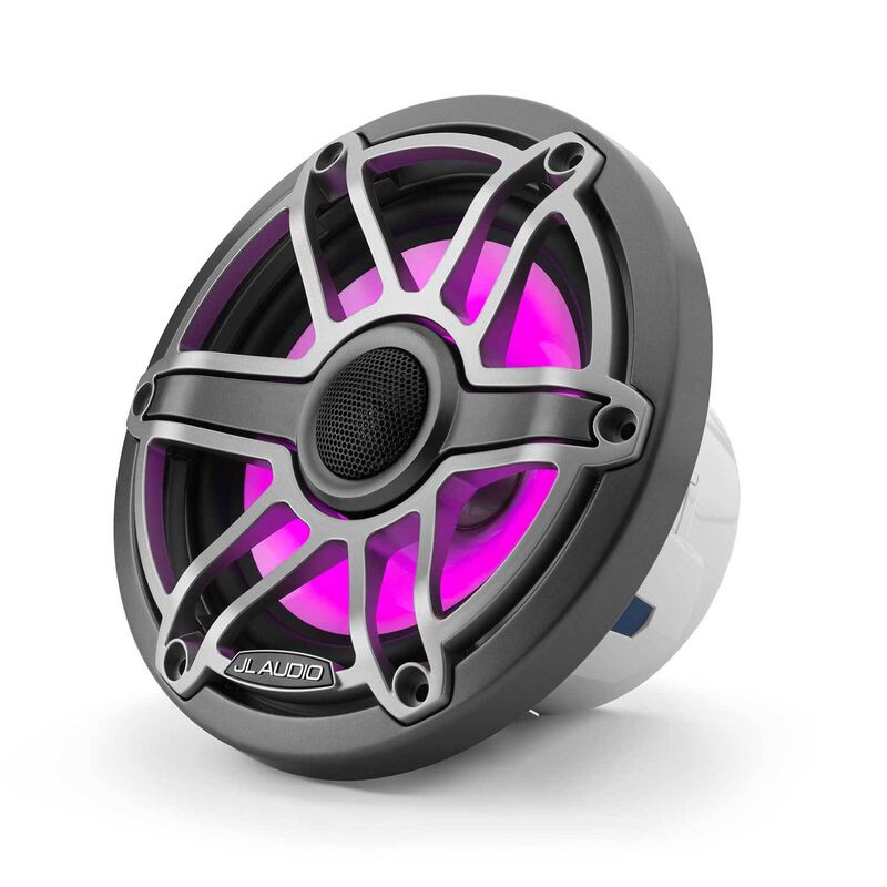 M6-650X-S-GmTi-i 6.5" Marine Coaxial Speakers, Gunmetal and Titanium Sport Grilles with RGB LED Lighting image number 4