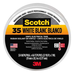 Scotch&reg; Vinyl Electrical Tape 35, 3/4" x 66', White