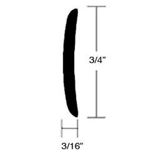 Aluminum Rub Rail  3/4"H x 3/16"W x 12'L, #6 Screws