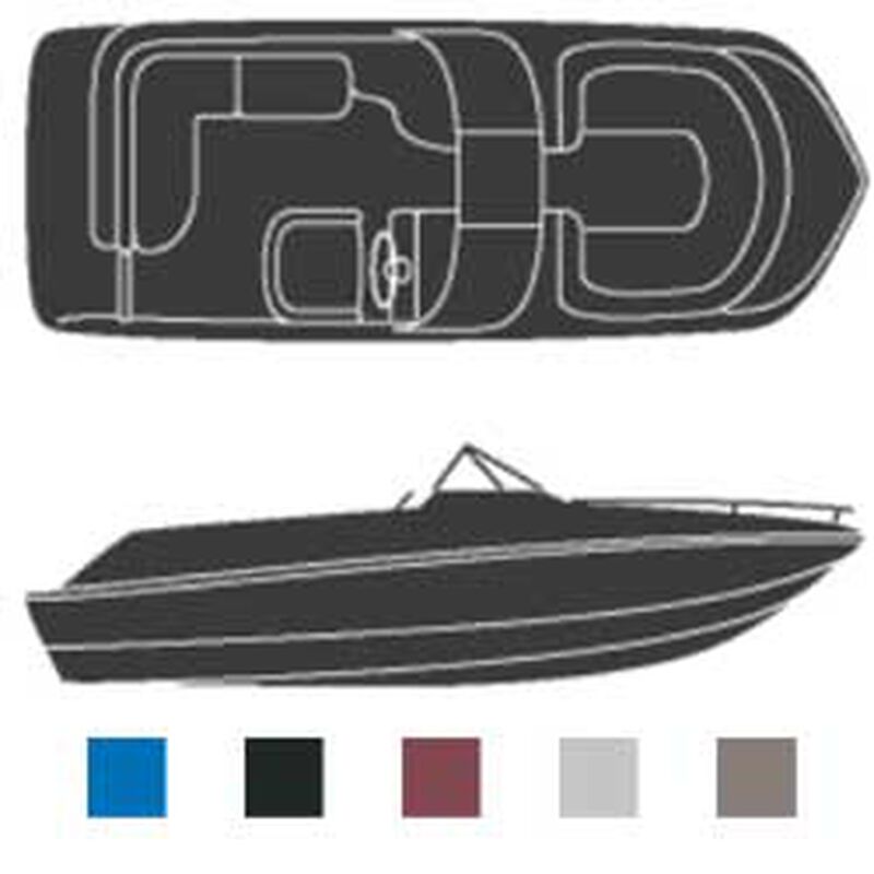 Cotton Deck Boat Covers with Walk-Through Windshield, 102" Beam Width, 25'6" Center Length, Blue image number 0
