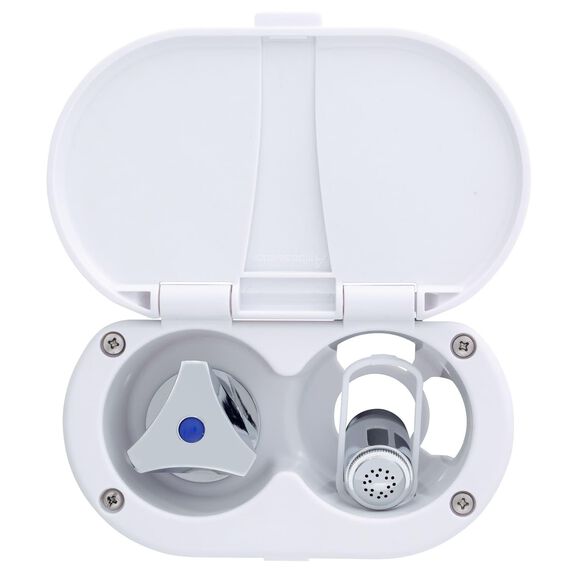 Trinidad Transom Shower Cold Only, Arctic White Cup & Lid, Hammer-Head Arctic White Sprayer, 10' White Rubber Hose, Chrome Trinidad Handle image number 5