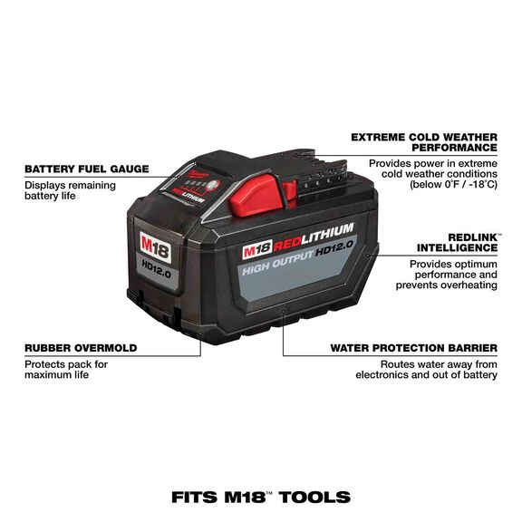 M18&trade; REDLITHIUM&trade; HIGH OUTPUT&trade; HD 12.0Ah Battery Pack image number 1
