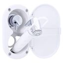 Aidack Transom Shower Hot/Cold Mixer, Arctic White Cup & Lid, Hammer-Head Arctic White Sprayer, 6' Stainless Steel Hose, Chrome Aidack Handle image number 2