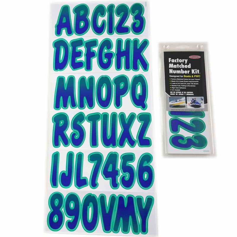 HARDLINE PRODUCTS 3" Letter/Number Kit, Teal/Purple West Marine