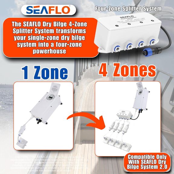 SEAFLO Dry Bilge 4-Zone Splitter System 12V Marine Solenoid Valve image number 1