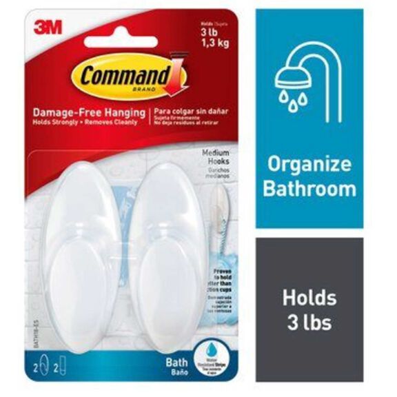 Command&trade; Medium Bath Hooks with Water-Resistant Strip image number 0
