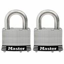 2 Inch (51mm) Wide Laminated Stainless Steel Pin Tumbler Padlock, 2 Pack image number 0