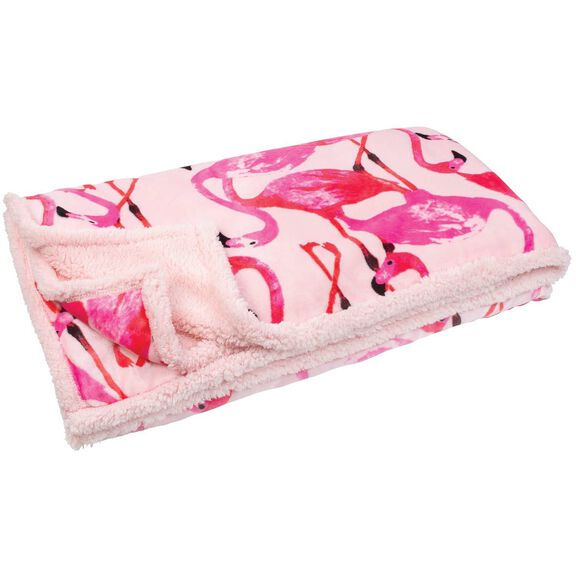 60" x 70" Plush Blanket, Pink Flamingos image number 1