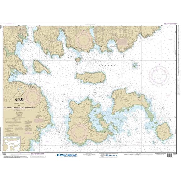 Maptech&reg; NOAA Recreational Waterproof Chart-Southwest Harbor and Approaches, 13321 image number 0