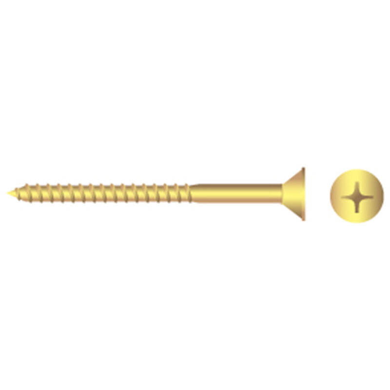 #4 X 3/4" Brass Phillips Flat-Head Wood Screws, 100-Pack image number 0