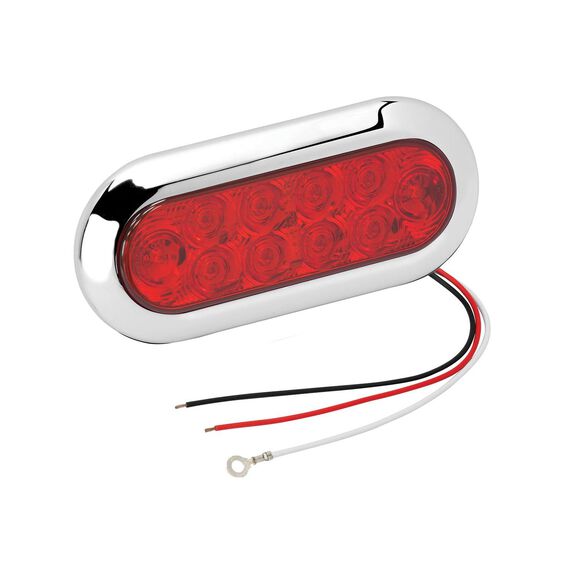 Red Stop/Tail/Turn Light with Black Flange and Chrome Trim Snap Ring image number 0