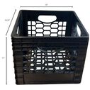 24 Quart Heavy-Duty Black Milk Crates for Storage, Organization, 18.75" x 13" x 11", 3-Pack image number 2