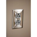 Hubbell Wall Plate, 1-Gang, Duplex Receptacle, Stainless Steel image number 1