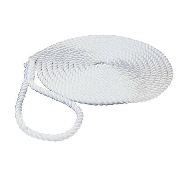 1/2" x 15' Premium Nylon 3-Strand Dock Line, White image number 0