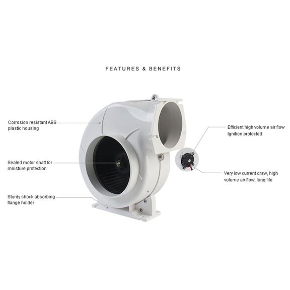SEAFLO In-Line Blower, 12V 320 CFM 4" Flex-Mount Marine Ventilation Fan image number 5