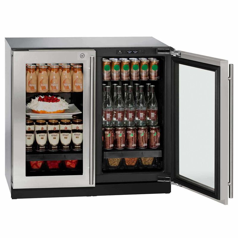 36" Stainless Glass Door Refrigerator, With Lock image number 1