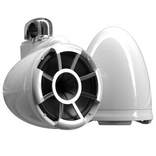 Wet Sounds REV 10 White V2 Revolution Series 10" Marine Tower Speakers with Stainless Steel Fixed Clamps (Pair)