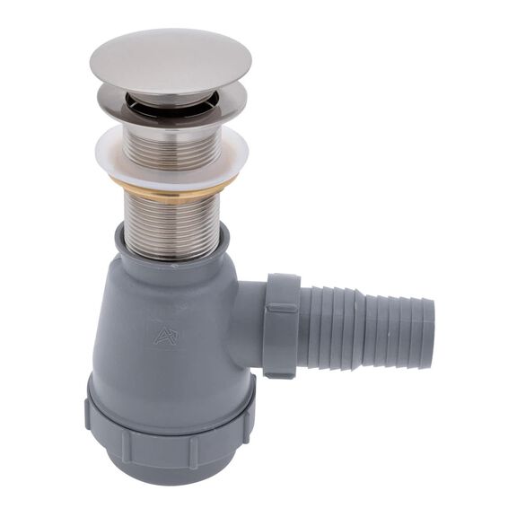 1-3/4" Drain, Touch Trap Sink Drain with Cover no Overflow, 1-1/4" & 1-1/2" Hose Barb Brushed Nickel image number 0