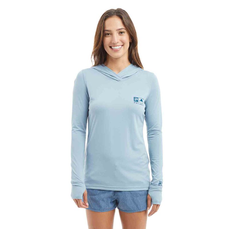 Pelagic Women's Aquatek Hooded Shirt, in Slate, Size Small | by West Marine