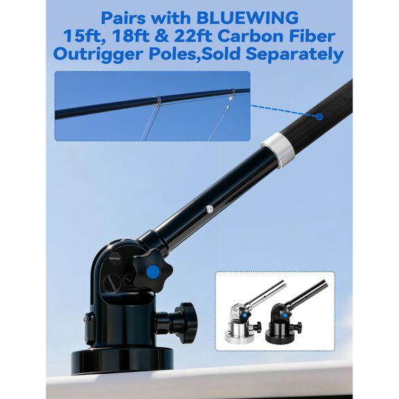 BLUEWING Heavy-Duty Manual Outrigger Base (Yellowfin 67), Silver, 2pcs image number 4