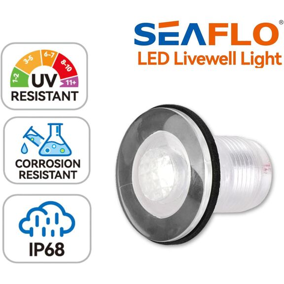 SEAFLO 05 Series Flush Mount Livewell/Baitwell LED Light - Cool White, 12V image number 4