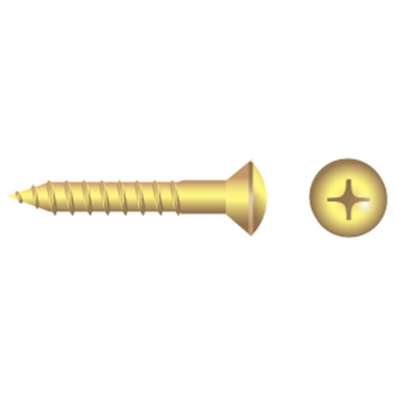 #4 X 1/2" Brass Phillips Oval-Head Wood Screws,100-Pack image number 0