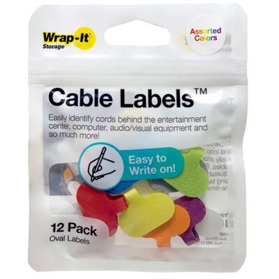 Oval Cable Labels, Multi-Color, 12-Pack