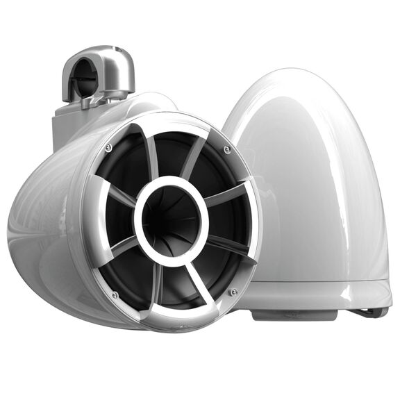 Wet Sounds REV 10 White V2 Revolution Series 10" Marine Tower Speakers with Silver Aluminum Fixed Clamps (Pair) image number 0