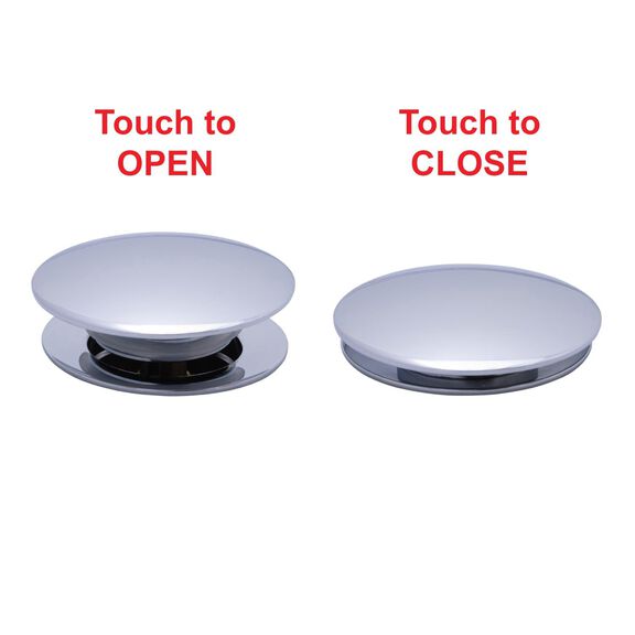 1-3/4" Drain, Touch Trap Sink Drain with Cover no Overflow, 1-1/4"-M Thread Chrome image number 2