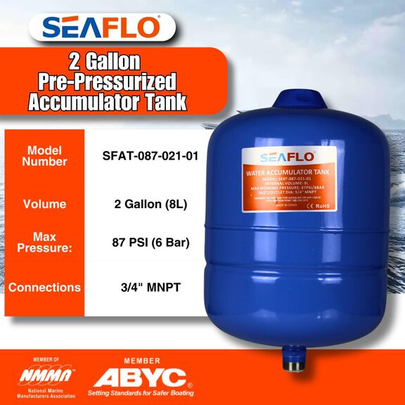 SEAFLO 2 Gallon Pre-Pressurized Accumulator Expansion Tank, 87 PSI image number 1