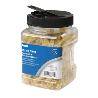 12-10 AWG Heat Shrink Butt Connectors, Yellow, 200-Pack