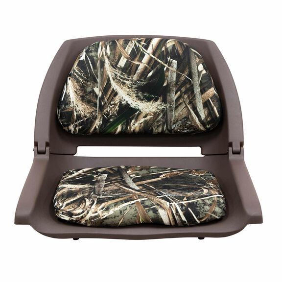 8WD139CLS-B-733 Molded Fishing Boat Seat with Cordura Camo Cushion Pads, Brown Shell / Realtree Max 5 image number 1