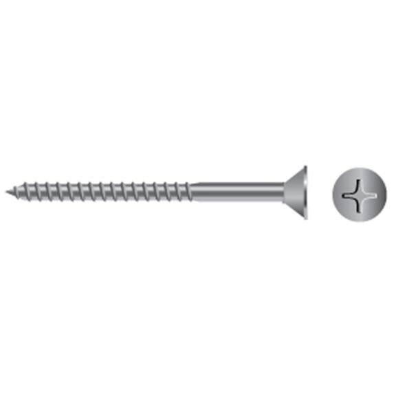 #6 X 1/2" Stainless Steel Phillips Flat-Head Wood Screws, 100-Pack image number 0