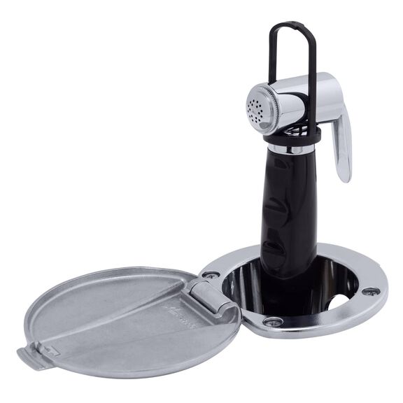 Recessed Shower Chrome Cup with Stainless Steel Lid, Hammer-Head Black Sprayer, 6' Black Rubber Hose image number 2