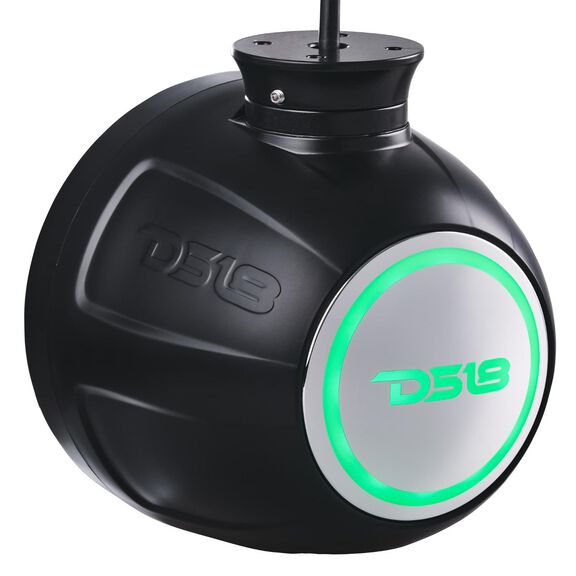 HYDRO 6.5" Short Marine Tower Speakers with Flat and Pole Mount, RGB LED Lights, 300 Watts, Black image number 5