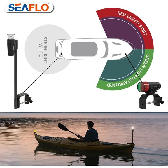 SEAFLO 01 Series Portable LED Navigation Light Kit w/ C-Clamp Mount & Telescopic Pole image number 5
