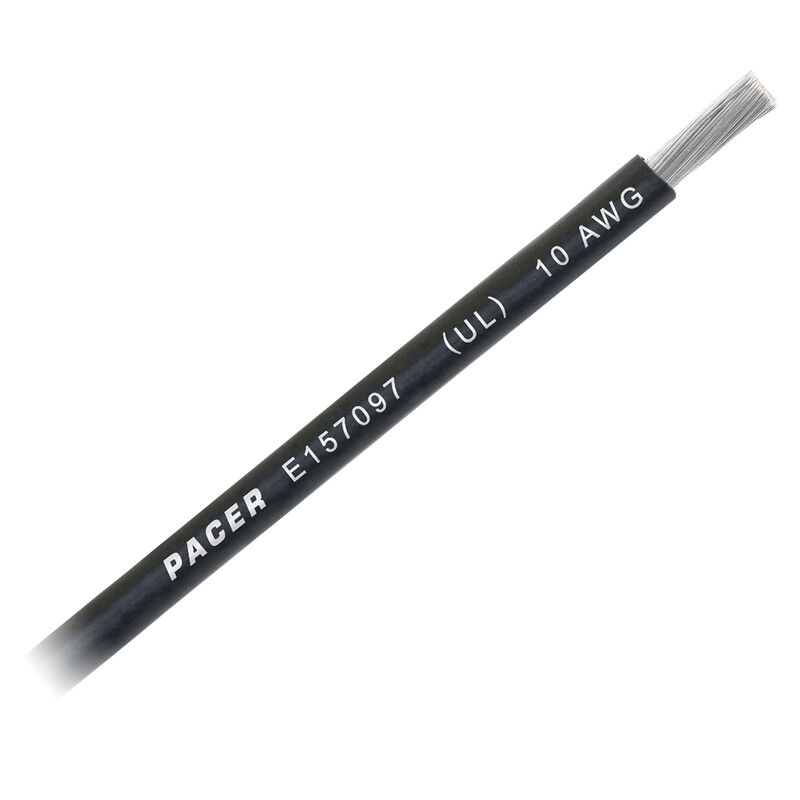 Primary Wire, Marine, 10 AWG, 1C C, Black, PVC, Stranded, 600V, 250 ft.