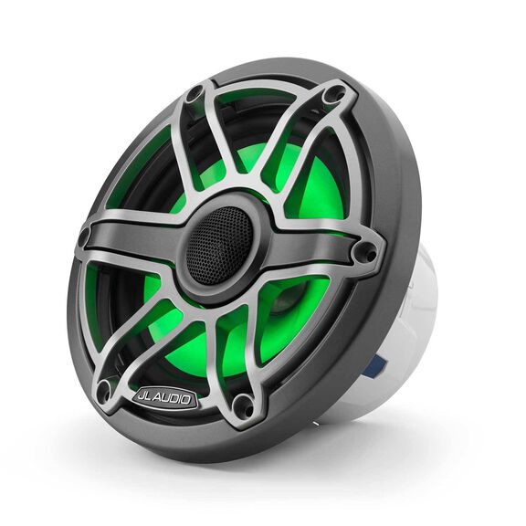 M6-650X-S-GmTi-i 6.5" Marine Coaxial Speakers, Gunmetal and Titanium Sport Grilles with RGB LED Lighting image number 2