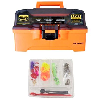 Let's Fish! 2-Tray Tackle Box with 150 Piece Starter Tackle Kit