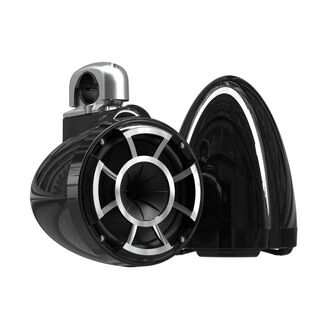 Wet Sounds REV 8 Black V2 Revolution Series 8" Marine Tower Speakers with Silver Aluminum Fixed Clamps (Pair)