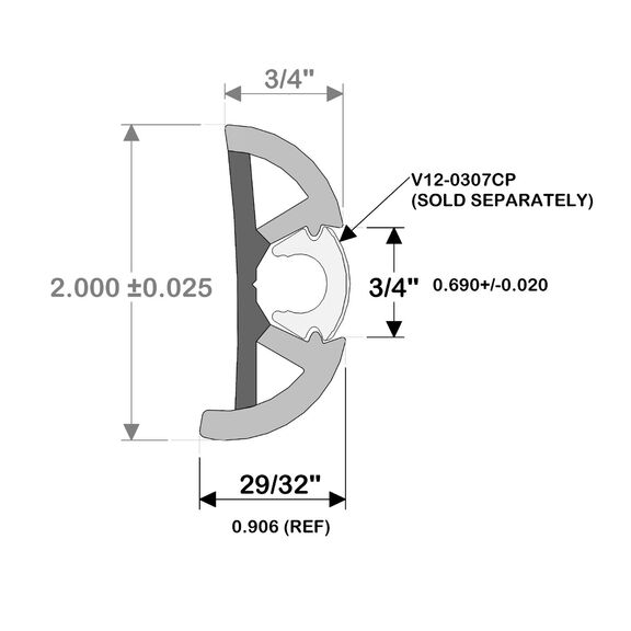 Rub Rail SuproFlex Semi-Rigid Vinyl Medium, 2" X 29/32", 60' image number 1