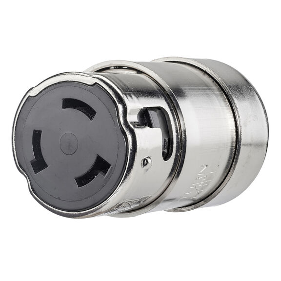 Hubbell Marine Locking Connector, 3P4W, 50A 125/250V,Stainless Steel image number 0