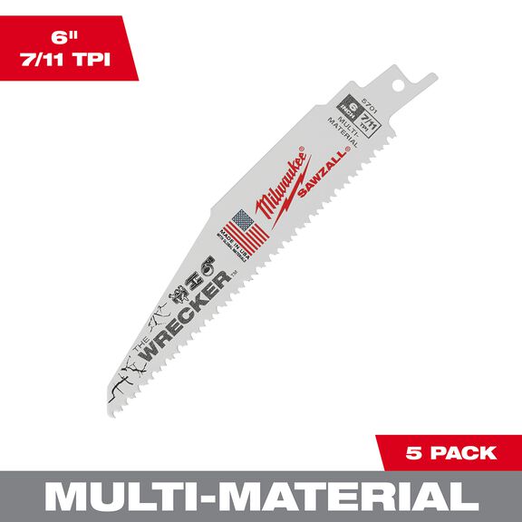 The Wrecker&trade; Multi-Material SAWZALL&reg; Blade 6" 7/11TPI, 5 Pack image number 0